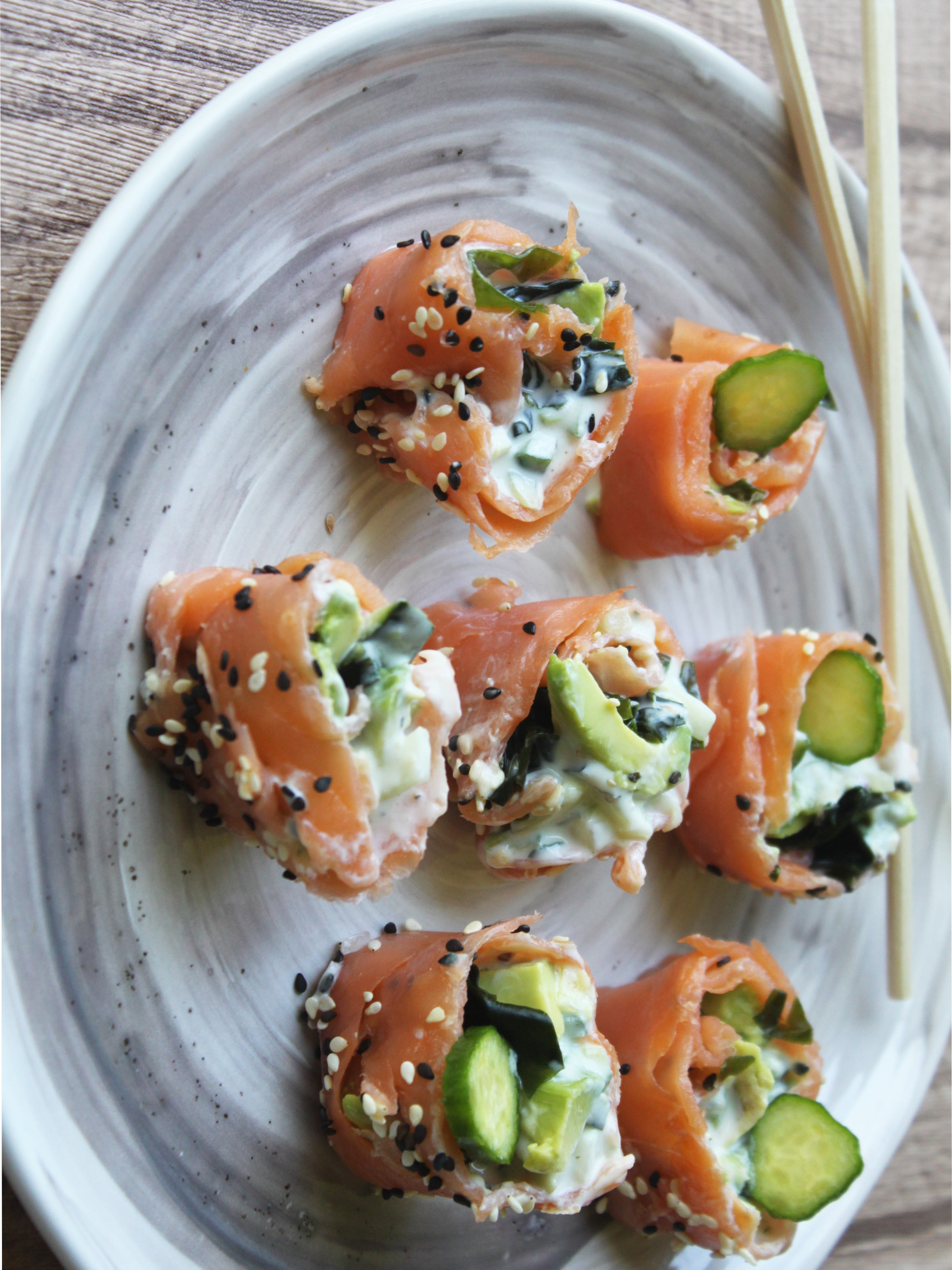 Smoked Salmon Rolls with Tzatziki